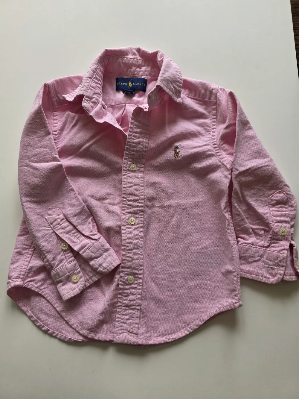 Ralph Lauren Pink Long-Sleeve Button-Down Shirt - Kids